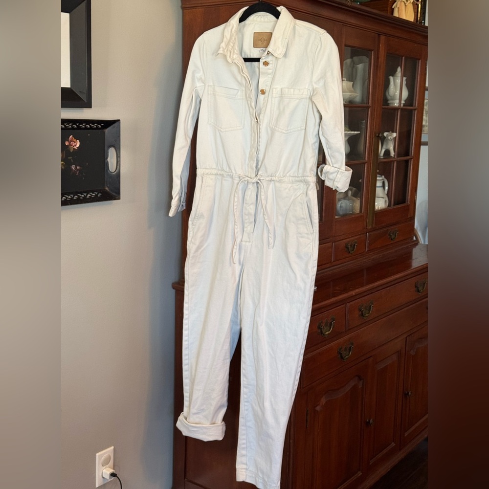 White Utility Style Jumpsuit Coveralls